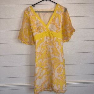 Tori Richard - Yellow Floral Summer Silk Dress B